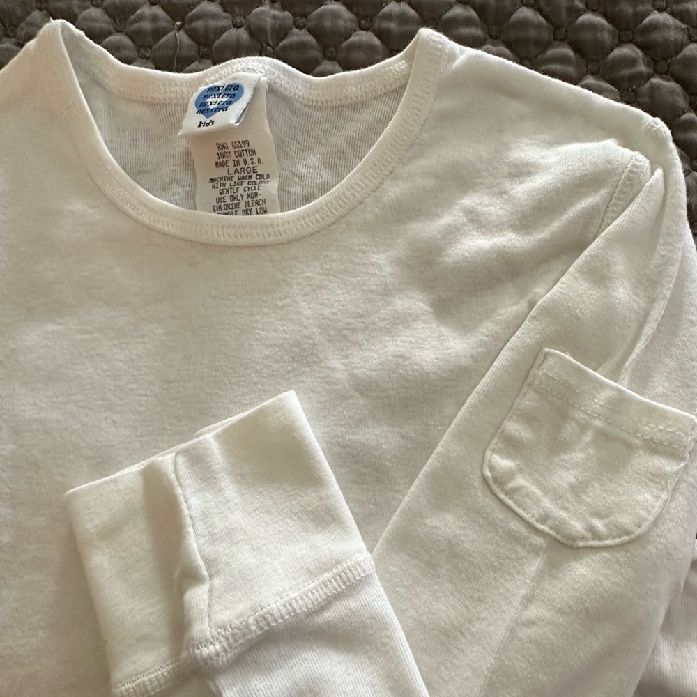 Kids White Long Sleeve 100% Cotton, Shirt